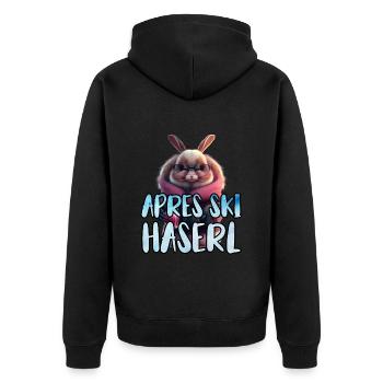 Apres Ski Haserl Ski Party Shirt Frauen Skihasen - Unisex Premium Bio Zip Hoodie - Schwarz - Hinten - Nico (187cm)