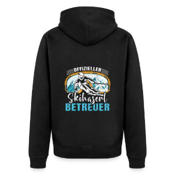 Offizieller Skihaserl Betreuer Skihasen Pisten - Unisex Premium Bio Zip Hoodie - Schwarz - Hinten - Nico (187cm)
