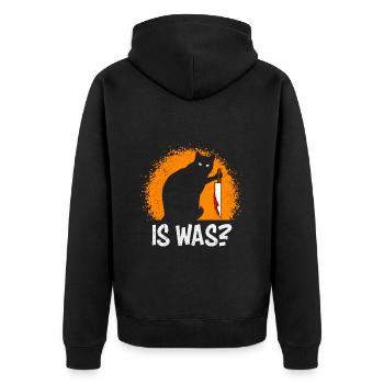 Gruselige Horror Katze mit Messer IS WAS? - Unisex Premium Bio Zip Hoodie - Schwarz - Hinten - Nico (187cm)