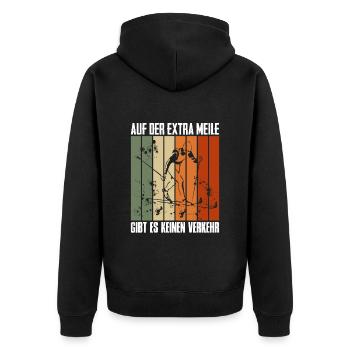 Skilanglauf Auf der Extra Meile Kein Verkehr - Unisex Premium Bio Zip Hoodie - Schwarz - Hinten - Nico (187cm)