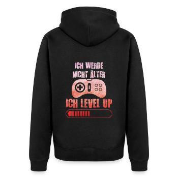 Video Spieler B-Day Werde nicht Älter Ich Level Up - Unisex Premium Bio Zip Hoodie - Schwarz - Hinten - Nico (187cm)