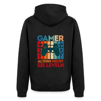 Gamer Altern nicht sie Leveln B-Day Video Spieler - Unisex Premium Bio Zip Hoodie - Schwarz - Hinten - Nico (187cm)