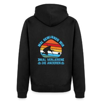 Curling Team Mal Gewinnen Wir Winterolympiade - Unisex Premium Bio Zip Hoodie - Schwarz - Hinten - Nico (187cm)
