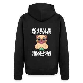 Gaming Hund Von Natur aus ein Spieler Hundefan - Unisex Premium Bio Zip Hoodie - Schwarz - Hinten - Nico (187cm)
