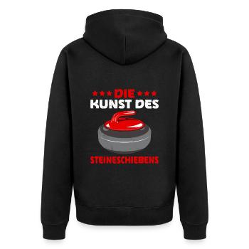 Curling Die Kunst des Steineschiebens Curler - Unisex Premium Bio Zip Hoodie - Schwarz - Hinten - Nico (187cm)