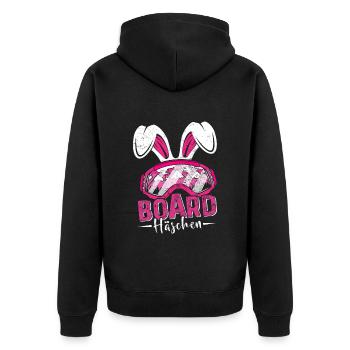 Snowboard Häschen Hasenohren Snowboarderin - Unisex Premium Bio Zip Hoodie - Schwarz - Hinten - Nico (187cm)
