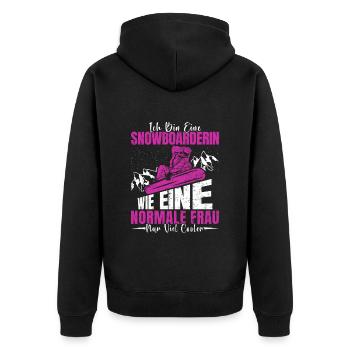 Snowboard Frauen Bin eine Snowboarderin Snowboard - Unisex Premium Bio Zip Hoodie - Schwarz - Hinten - Nico (187cm)