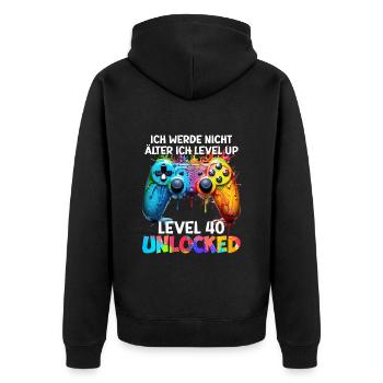 Level 40 Unlocked Video Spieler Bday 40 Jahre - Unisex Premium Bio Zip Hoodie - Schwarz - Hinten - Nico (187cm)