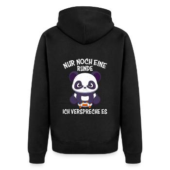 Gaming Panda Nur noch Eine Runde Ich Versprechs - Unisex Premium Bio Zip Hoodie - Schwarz - Hinten - Nico (187cm)