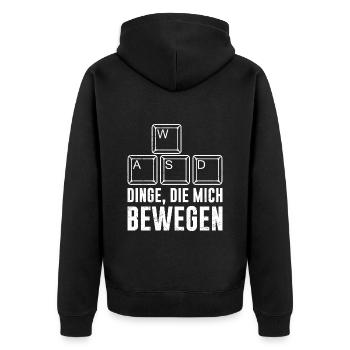 PC Video Gamer Dinge die Mich Bewegen Video Spiele - Unisex Premium Bio Zip Hoodie - Schwarz - Hinten - Nico (187cm)