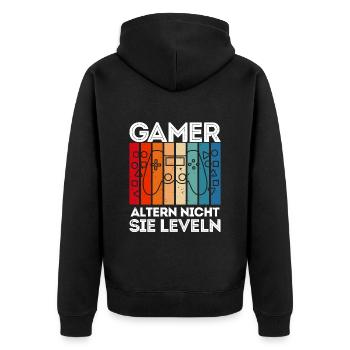 Gamer Altern nicht sie Leveln B-Day Video Spieler - Unisex Premium Bio Zip Hoodie - Schwarz - Hinten - Nico (187cm)
