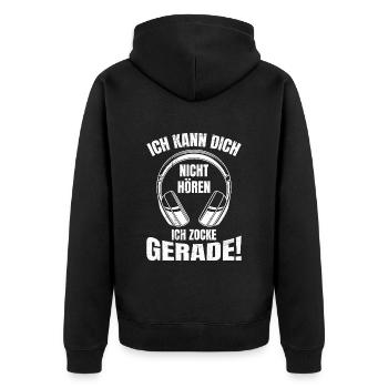 Video Spiele Kann Dich Nicht Hören Ich Zocke - Unisex Premium Bio Zip Hoodie - Schwarz - Hinten - Nico (187cm)