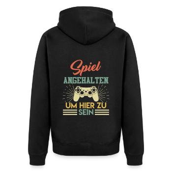 Spiel Angehalten Um Hier zu Sein Stop Videospiel - Unisex Premium Bio Zip Hoodie - Schwarz - Hinten - Nico (187cm)