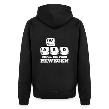 Gaming Tastatur Dinge, die mich Bewegen WASD - Unisex Premium Bio Zip Hoodie - Schwarz - Hinten - Nico (187cm)