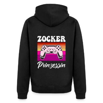 Gamer Princess Video Player Video Games - Unisex Premium Organic Zip Hoodie - black - Back - Nico (187cm)