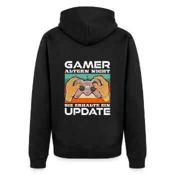 Gamer Altern nicht Sie erhalten ein Update B-Day - Unisex Premium Bio Zip Hoodie - Schwarz - Hinten - Nico (187cm)