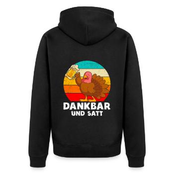 Dankbar und Satt Biertrinker Truthahn - Unisex Premium Bio Zip Hoodie - Schwarz - Hinten - Nico (187cm)