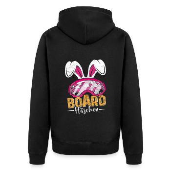 Snowboard Häschen Hasenohren Snowboarderin - Unisex Premium Bio Zip Hoodie - Schwarz - Hinten - Nico (187cm)