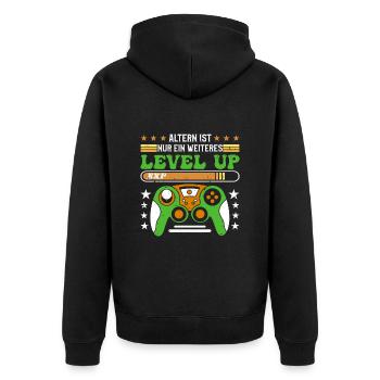 Retro Gamer B-day Altern ist ein weiterer Level Up - Unisex Premium Bio Zip Hoodie - Schwarz - Hinten - Nico (187cm)