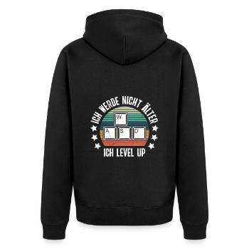 Retro Gamer B-Day Werde nicht Älter Ich Level Up - Unisex Premium Bio Zip Hoodie - Schwarz - Hinten - Nico (187cm)