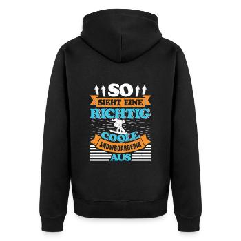 So Sieht eine Richtig Coole Snowboarderin aus - Unisex Premium Bio Zip Hoodie - Schwarz - Hinten - Nico (187cm)
