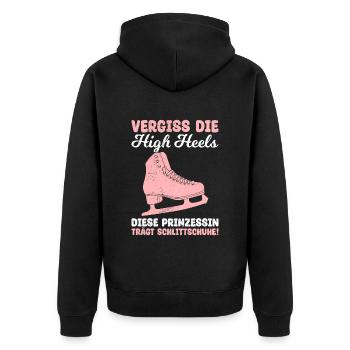Vergiss die High Heels Diese Prinzessin trägt - Unisex Premium Bio Zip Hoodie - Schwarz - Hinten - Nico (187cm)