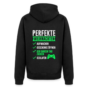 Perfekte Weihnachten Gaming Video Spiele - Unisex Premium Bio Zip Hoodie - Schwarz - Hinten - Nico (187cm)