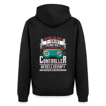 Gamer Wenn du das Lesen Kannst Zurück zur - Unisex Premium Bio Zip Hoodie - Schwarz - Hinten - Nico (187cm)