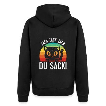 Gaming Katze Zack Zack Du Sack! Videospieler - Unisex Premium Bio Zip Hoodie - Schwarz - Hinten - Nico (187cm)