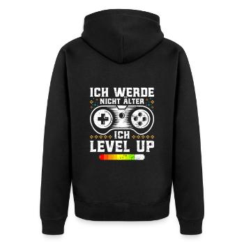 Retro Gamer Werde nicht Älter Ich Levels Up - Unisex Premium Bio Zip Hoodie - Schwarz - Hinten - Nico (187cm)