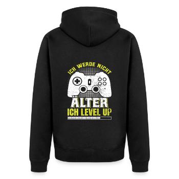 Retro Gamer Werde nicht Älter Ich Levels Up - Unisex Premium Bio Zip Hoodie - Schwarz - Hinten - Nico (187cm)