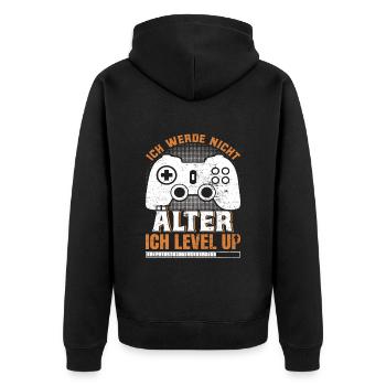Retro Gamer Werde nicht Älter Ich Levels Up - Unisex Premium Bio Zip Hoodie - Schwarz - Hinten - Nico (187cm)