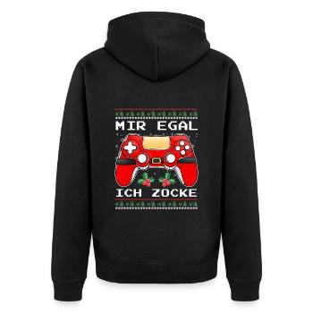 Weihnachten Mir Egal Ich Zocke Videospiel Konsole - Unisex Premium Bio Zip Hoodie - Schwarz - Hinten - Nico (187cm)