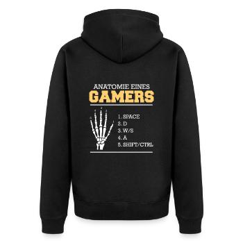 Zocken Gamer Knochenhand Gamers Video Spiel - Unisex Premium Bio Zip Hoodie - Schwarz - Hinten - Nico (187cm)