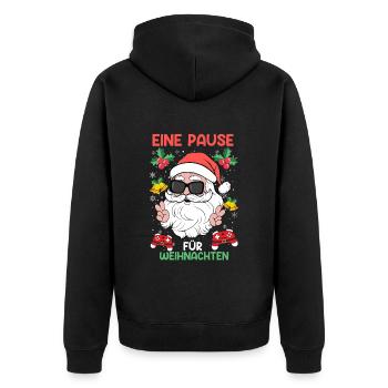 Santa Eine Pause für Weihnachten Video Spieler - Unisex Premium Bio Zip Hoodie - Schwarz - Hinten - Nico (187cm)