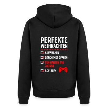 Perfekte Weihnachten Gaming Video Spiele - Unisex Premium Bio Zip Hoodie - Schwarz - Hinten - Nico (187cm)