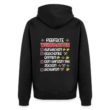 Gamer Perfekte Weihnachten Video Spiele Zocken - Unisex Premium Bio Zip Hoodie - Schwarz - Hinten - Nico (187cm)