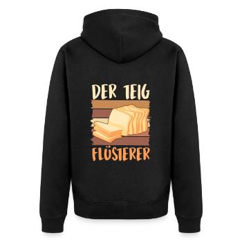 Toastbrot Der Teig Flüsterer Backliebhaber - Unisex Premium Bio Zip Hoodie - Schwarz - Hinten - Nico (187cm)