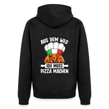 Pizzabacken Aus dem Weg ich Muss Pizza Machen - Unisex Premium Bio Zip Hoodie - Schwarz - Hinten - Nico (187cm)