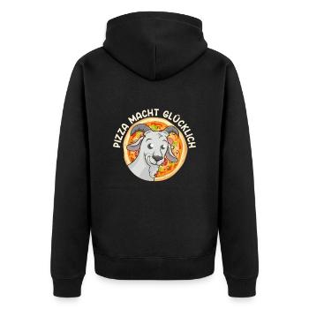 Pizza Macht Glücklich Ziegenbock Pizza Fan - Unisex Premium Bio Zip Hoodie - Schwarz - Hinten - Nico (187cm)