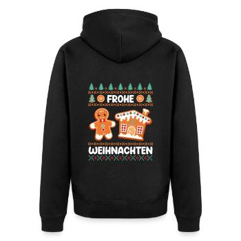 Frohe Weihnacht Lebkuchengebäck Lebkuchenmann - Unisex Premium Bio Zip Hoodie - Schwarz - Hinten - Nico (187cm)