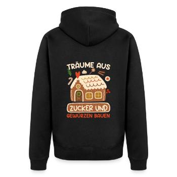 Träume aus Zucker und Gewürzen Bauen Lebkuchenhaus - Unisex Premium Bio Zip Hoodie - Schwarz - Hinten - Nico (187cm)
