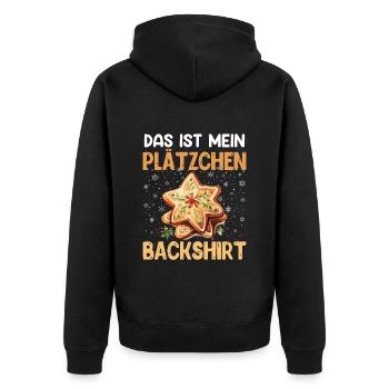 Backstube Das ist mein Plätzchen Backshirt Kekse - Unisex Premium Bio Zip Hoodie - Schwarz - Hinten - Nico (187cm)