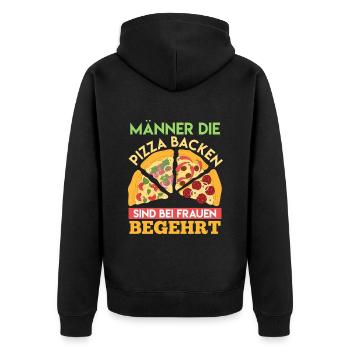 Männer die Pizza Backen Backliebhaber Pizza - Unisex Premium Bio Zip Hoodie - Schwarz - Hinten - Nico (187cm)
