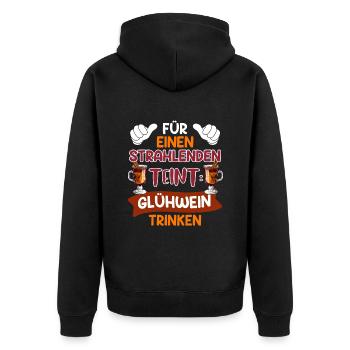 Glühweinstand Für Strahlenden Teint Glühwein - Unisex Premium Bio Zip Hoodie - Schwarz - Hinten - Nico (187cm)