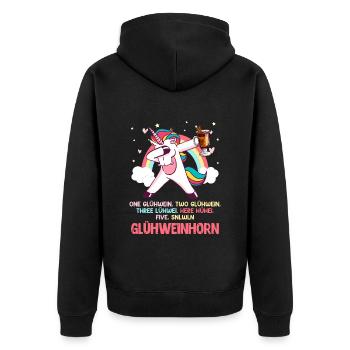 Weihnachtsmarkt Glühweinhorn Glühwein Advent - Unisex Premium Bio Zip Hoodie - Schwarz - Hinten - Nico (187cm)