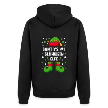 Santa's Nummer 1 Glühwein Elfe Weihnachten - Unisex Premium Bio Zip Hoodie - Schwarz - Hinten - Nico (187cm)