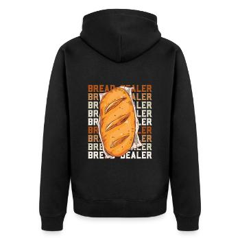Backen Bread Dealer Backliebhaber Brotteig - Unisex Premium Bio Zip Hoodie - Schwarz - Hinten - Nico (187cm)