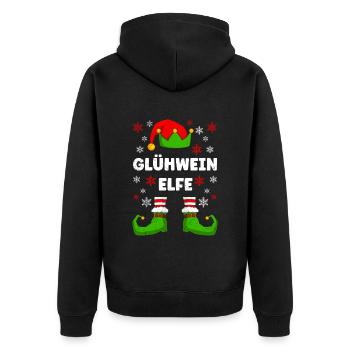 Glühwein Elfe Weihnachtsmarkt Glühweinstand - Unisex Premium Bio Zip Hoodie - Schwarz - Hinten - Nico (187cm)
