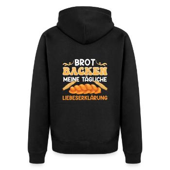 Brot Backen Meine Tägliche Liebeserklärung - Unisex Premium Bio Zip Hoodie - Schwarz - Hinten - Nico (187cm)